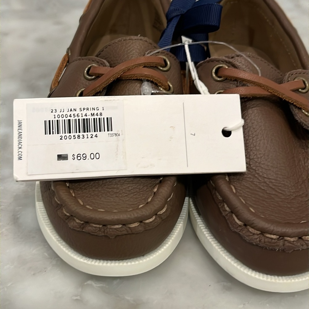 ❌SOLD❌ NWT Janie and Jack Baby Boy Brown Leather Boat Shoes - Size 7 - Picture 10 of 14